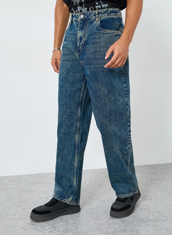 Styli Men Acid Wash Loose Fit Jeans - Image 4